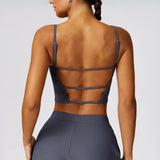Luxe Stride Strappy Crop Top - Grey