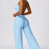 Luxe Stride Strappy Crop Top - Sky Blue