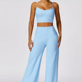 Luxe Stride Strappy Crop Top - Sky Blue
