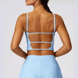 Luxe Stride Strappy Crop Top - Sky Blue