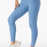 Ultra-Stretch High-Waist Ribbed Seamless Leggings - Blue