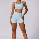 Momentum Cross-Back Sports Bra - Powder Blue