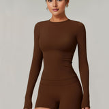 SculptSync Long Sleeve Top – Dark Brown