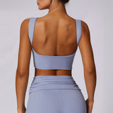 SculptFlex Open-Back Crop Top - Periwinkle Blue