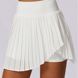 Swift Move Pleated Training Skirt with Pocket Shorts - Cotton White