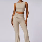 SculptFlex Open-Back Crop Top - Beige