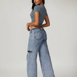 Power Pose Short Sleeve Crop Top - Grey