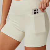 ContourFit High-Waist Pocket Shorts - Beige White
