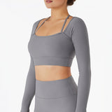 Urban Luxe Strappy Knitted Crop Top - Grey