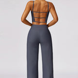 Luxe Stride Strappy Crop Top - Grey
