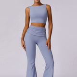 SculptFlex Open-Back Crop Top - Periwinkle Blue