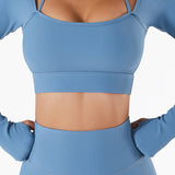 Urban Luxe Strappy Knitted Crop Top - Blue