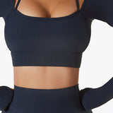 Urban Luxe Strappy Knitted Crop Top - Navy Blue