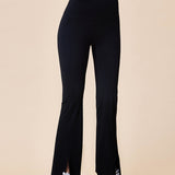 SlitFlex Flare Pants – Midnight Black
