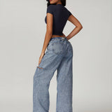 Power Pose Short Sleeve Crop Top - Dark Blue