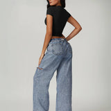 Power Pose Short Sleeve Crop Top - Black