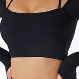 Urban Luxe Strappy Knitted Crop Top - Black
