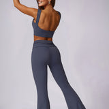 SculptFlex Open-Back Crop Top - Slate Blue