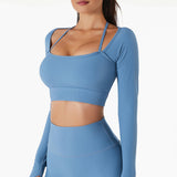 Urban Luxe Strappy Knitted Crop Top - Blue