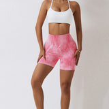 AuraFlex Scrunch Tie-Dye Seamless Shorts - Baby Pink