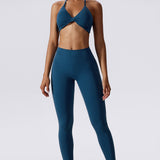 SculptFit Crossover Waist Leggings - Dark Blue
