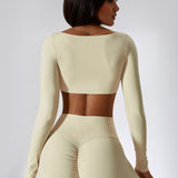 SculptSquare Long Sleeve Crop Top – Apricot