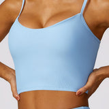 Luxe Stride Strappy Crop Top - Sky Blue