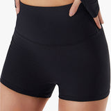 High-Waist Ribbed Seamless Mini Shorts - Black