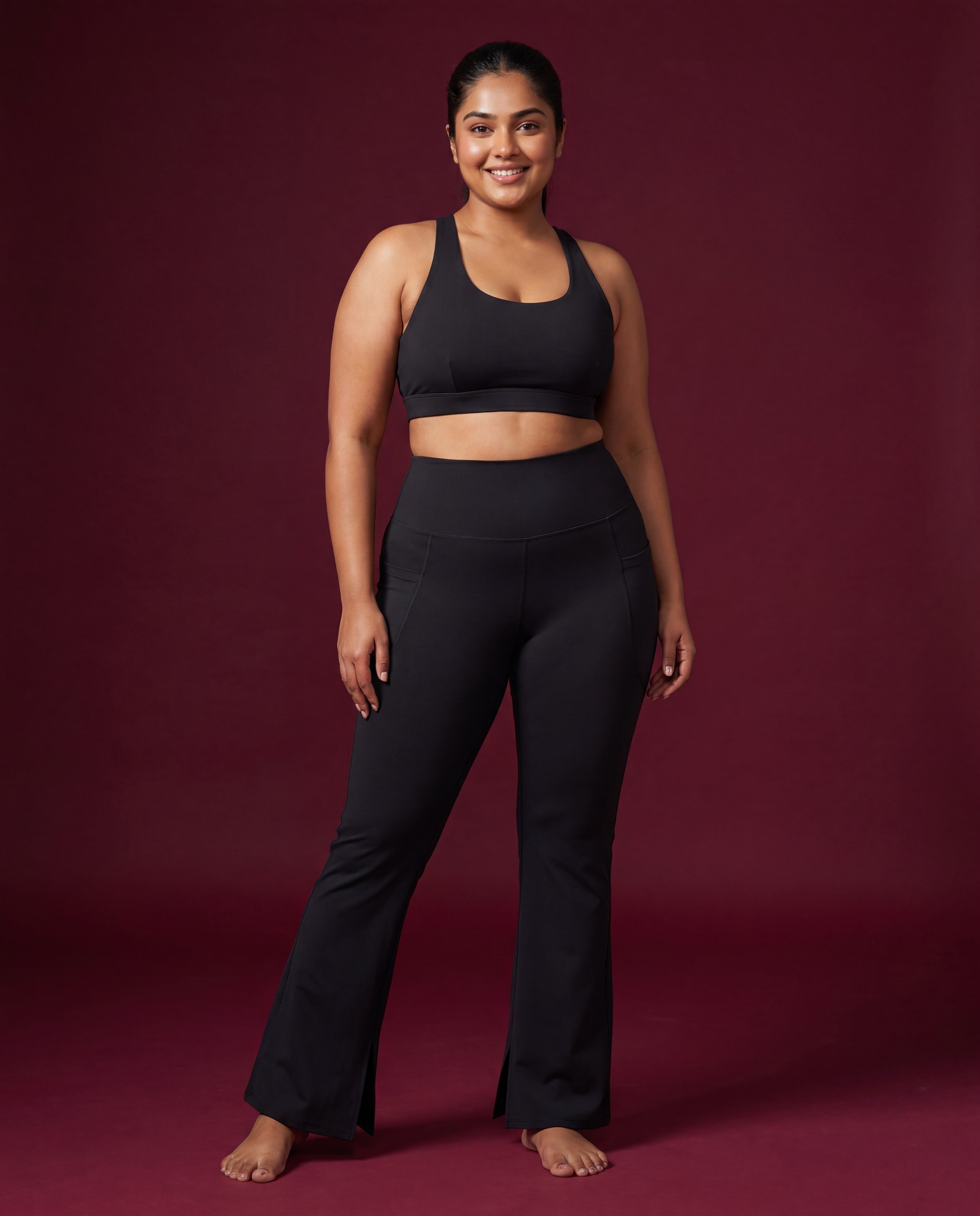 Slit Era high waist flare pants with pockets