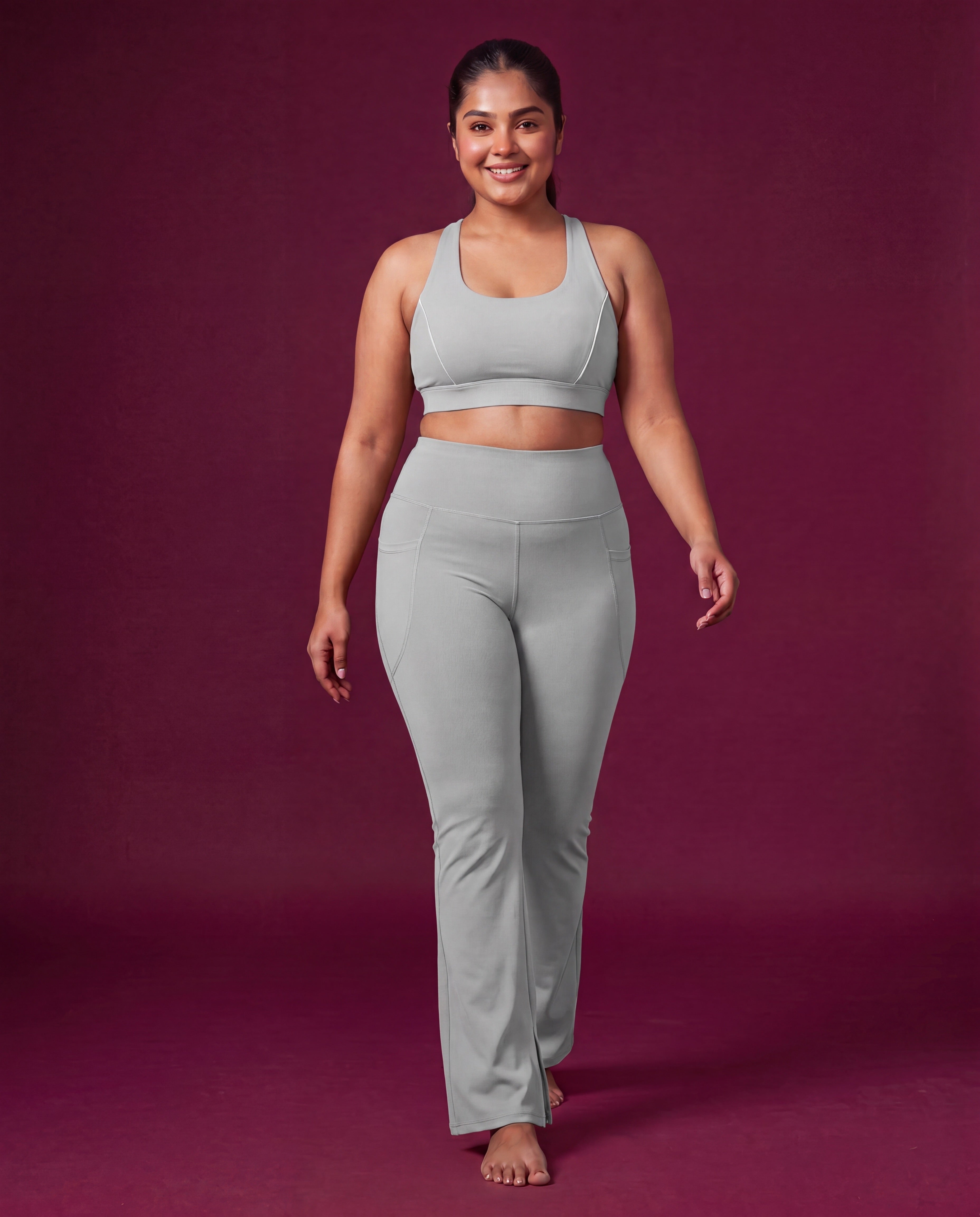 Slit Era high waist flare pants with pockets