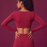 CurveSculpt Square-Neck Full Sleeves Padded Crop Top