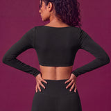 CurveSculpt Square-Neck Full Sleeves Padded Crop Top