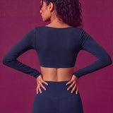CurveSculpt Square-Neck Full Sleeves Padded Crop Top