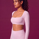 CurveSculpt Square-Neck Full Sleeves Padded Crop Top