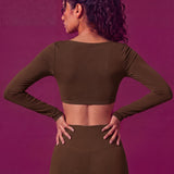 CurveSculpt Square-Neck Full Sleeves Padded Crop Top