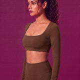 CurveSculpt Square-Neck Full Sleeves Padded Crop Top