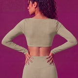 CurveSculpt Square-Neck Full Sleeves Padded Crop Top
