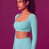 CurveSculpt Square-Neck Full Sleeves Padded Crop Top
