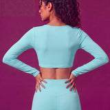 CurveSculpt Square-Neck Full Sleeves Padded Crop Top