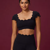Scallopé Cap Sleeve padded Crop top