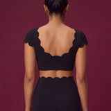 Scallopé Cap Sleeve padded Crop top