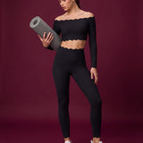 Scallopé High-Waist Leggings