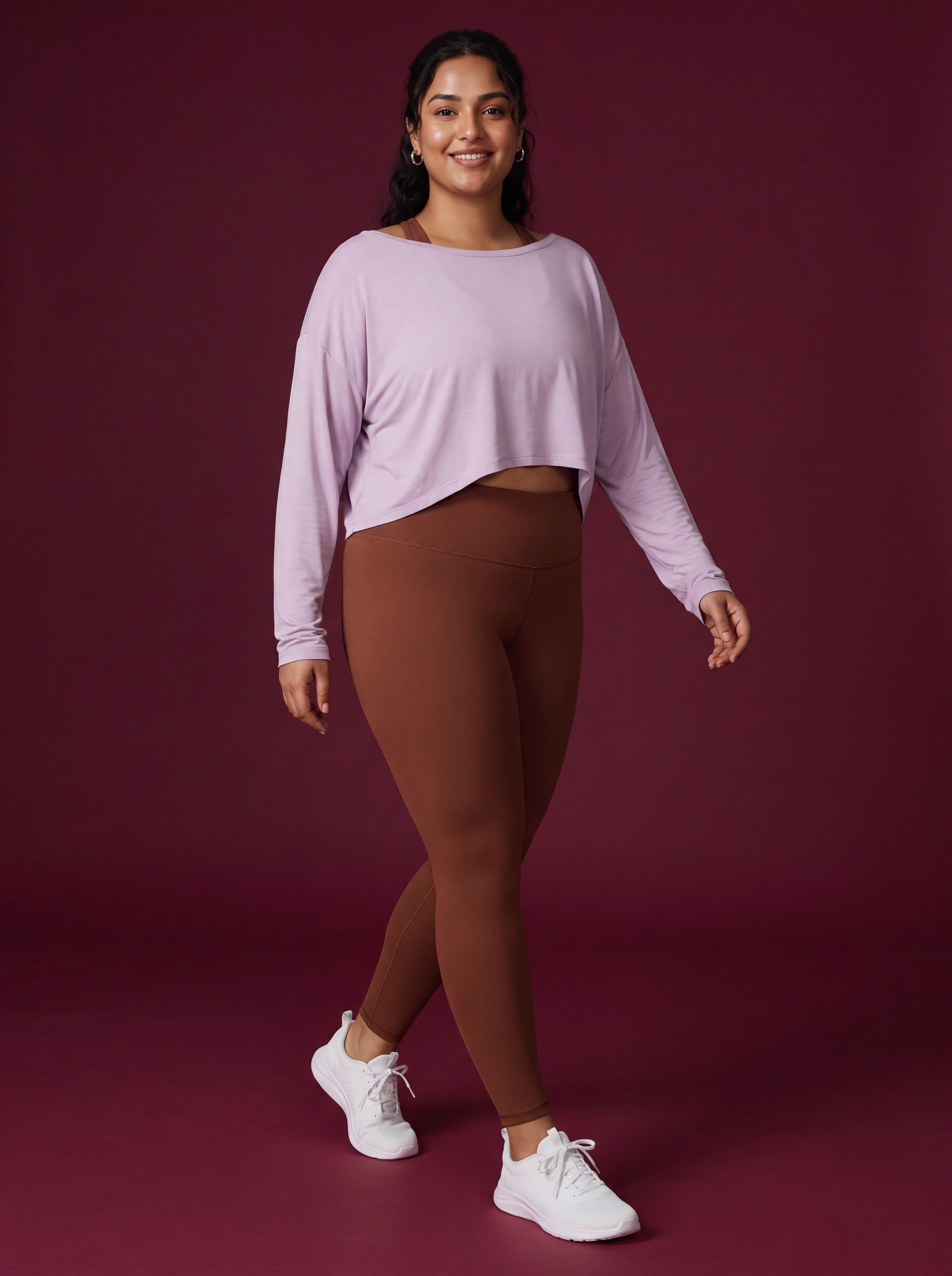 Twist Back Cropped Long Sleeve Top
