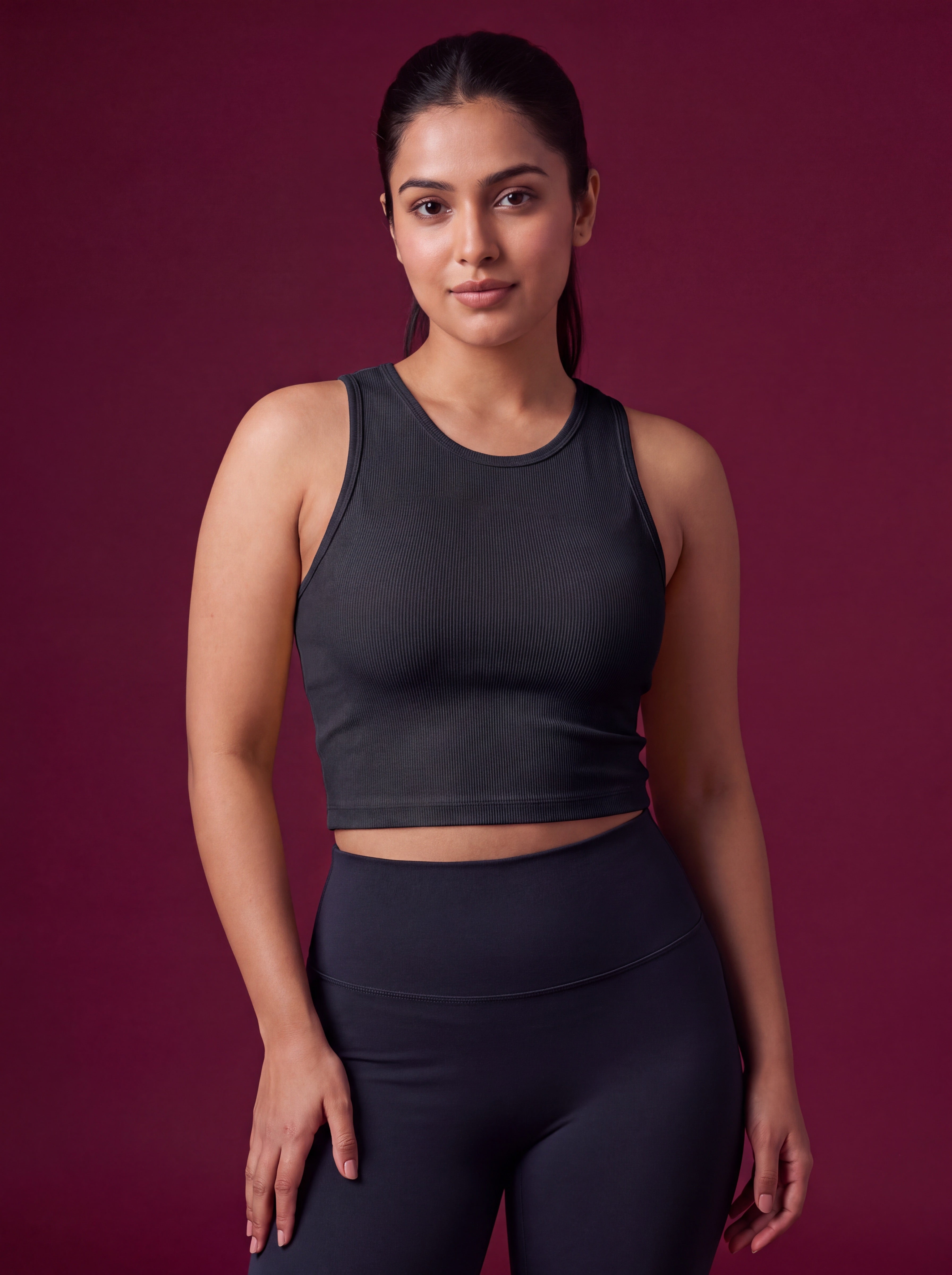 Ribbed Racerback Tank Top – Crop Fit