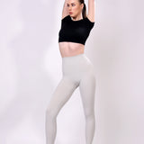 Eclipse Ribbed Sculpt Leggings - Light Grey