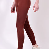 SculptSeam High-Waisted Textured Leggings - Mocha Brown