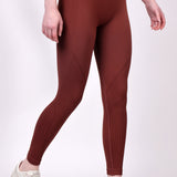 SculptSeam High-Waisted Textured Leggings - Mocha Brown