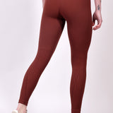 SculptSeam High-Waisted Textured Leggings - Mocha Brown