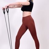 SculptSeam High-Waisted Textured Leggings - Mocha Brown