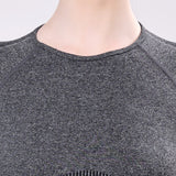 LuxeFit Seamless Long-Sleeve Crop Top - Grey